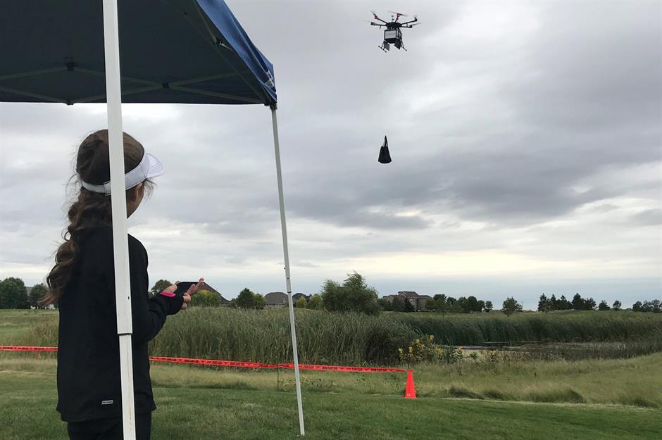 Drone duty: delivering food on the golf course